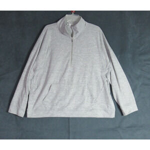 Haven Well Within Sweatshirt XXL Womens Gray 1/4 Zip Fleece Pullover Mock Neck